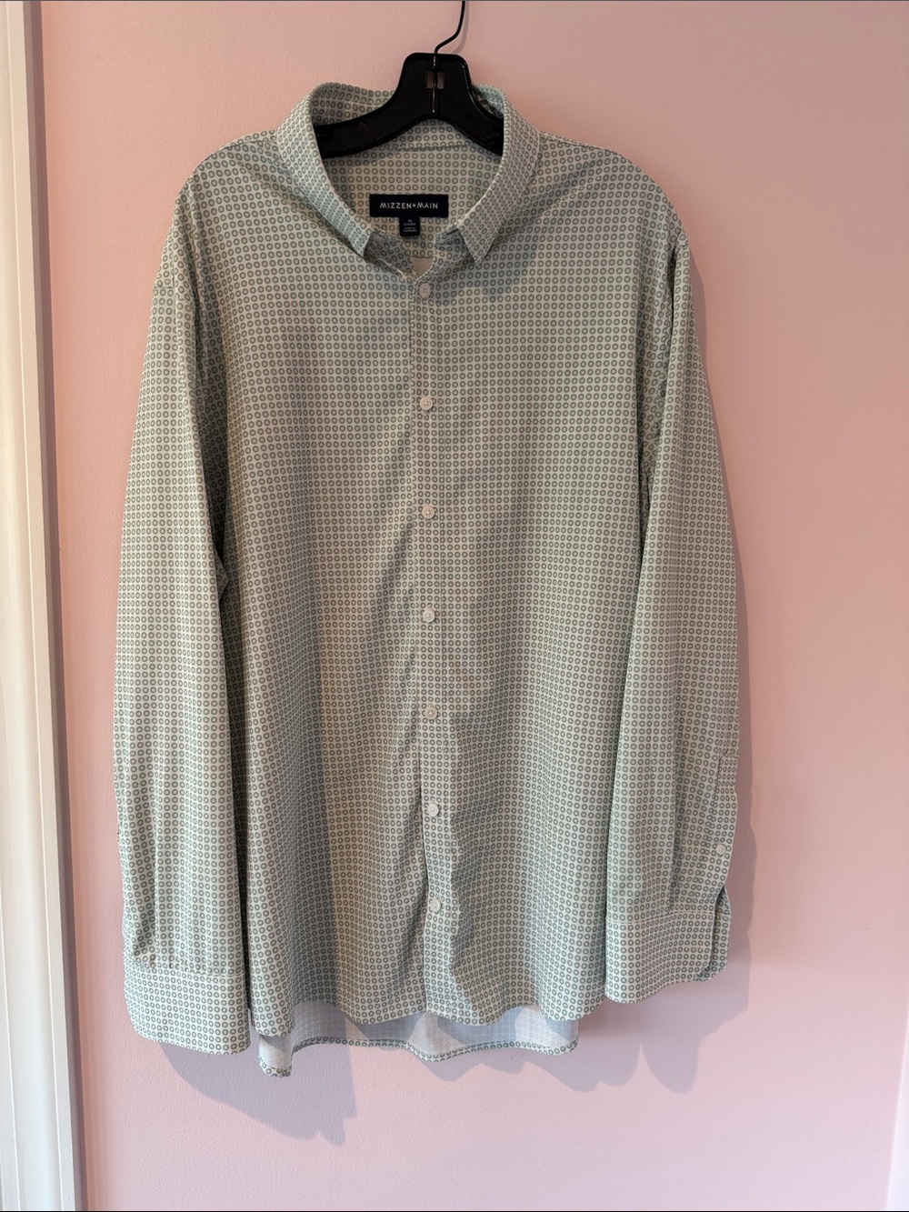 Mizzen+Main Light Mint Green Geometric Dress Shirt